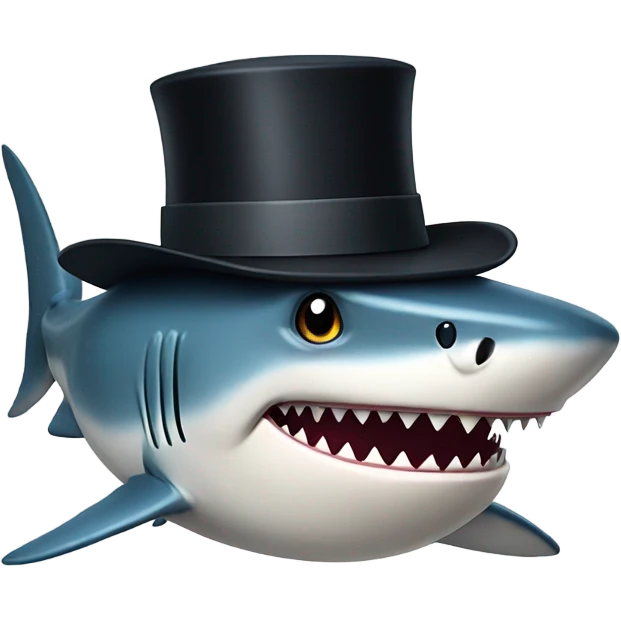 Shark with a top hat emoji