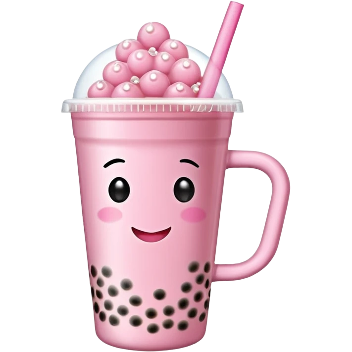 Pink mug with bubble tea emoji