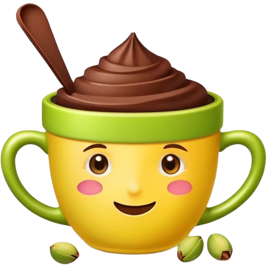 chocolate cup with pistachio and Dubai elements emoji style emoji
