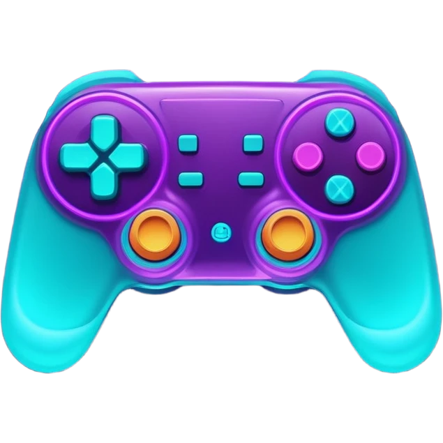 futuristic minimalistic glowing gamepad icon, purple and cyan neon light, dark tech background, 1:1 aspect ratio, no face emoji
