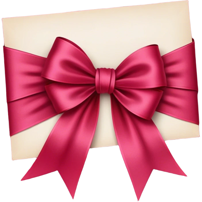 Postcard  in Persian red color tied with silk aesthetic ribbon of powder raspberry color in glamour vintage theme emoji