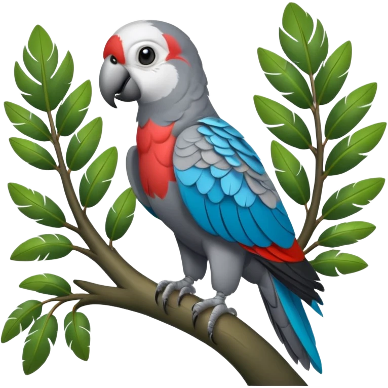 gray parrot on tree emoji