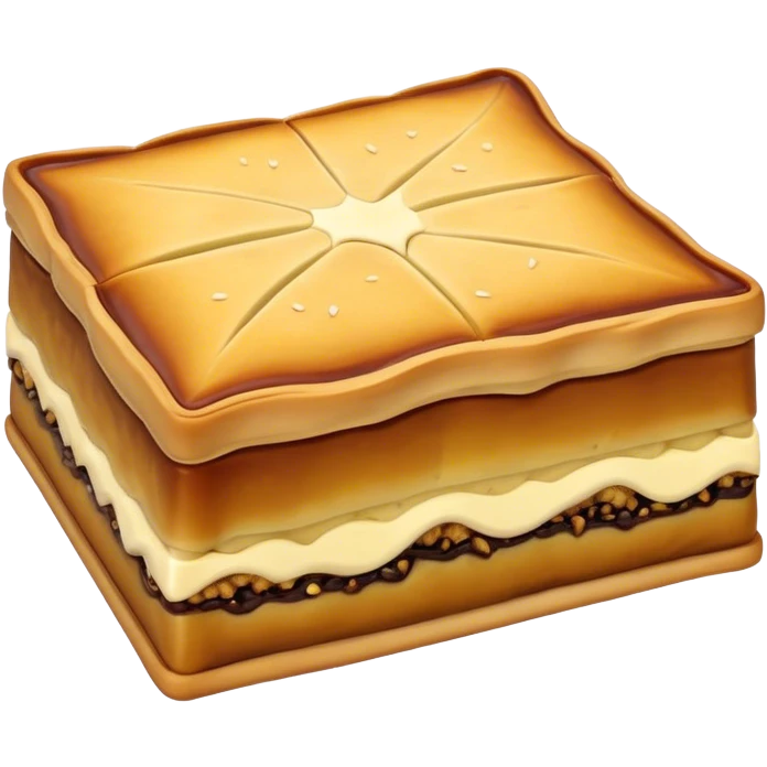 Martabak Cinematic Realistic Martabak Dish Emoji, depicted as a single, square slice of sweet, thick martabak with a rich, indulgent filling, rendered with detailed textures and vibrant, appetizing lighting. emoji