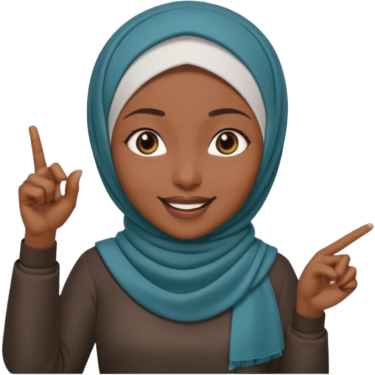 злая черная женщина мусульманка показывает рукой в право  emoji