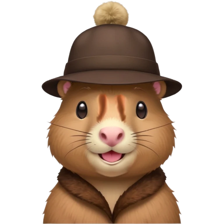 Cute capybara with blush wearing a hat emoji
