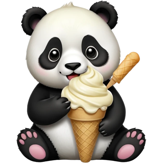 Panda eating ice cream emoji