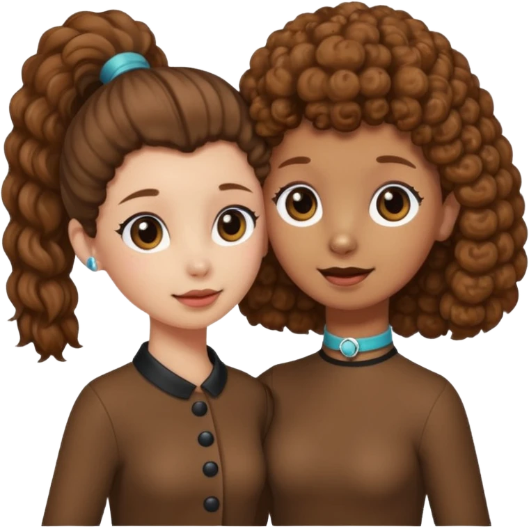 Brown poodle say goodbye with Asia ponytail girl emoji