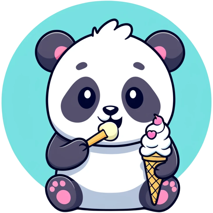 Panda eating ice cream emoji