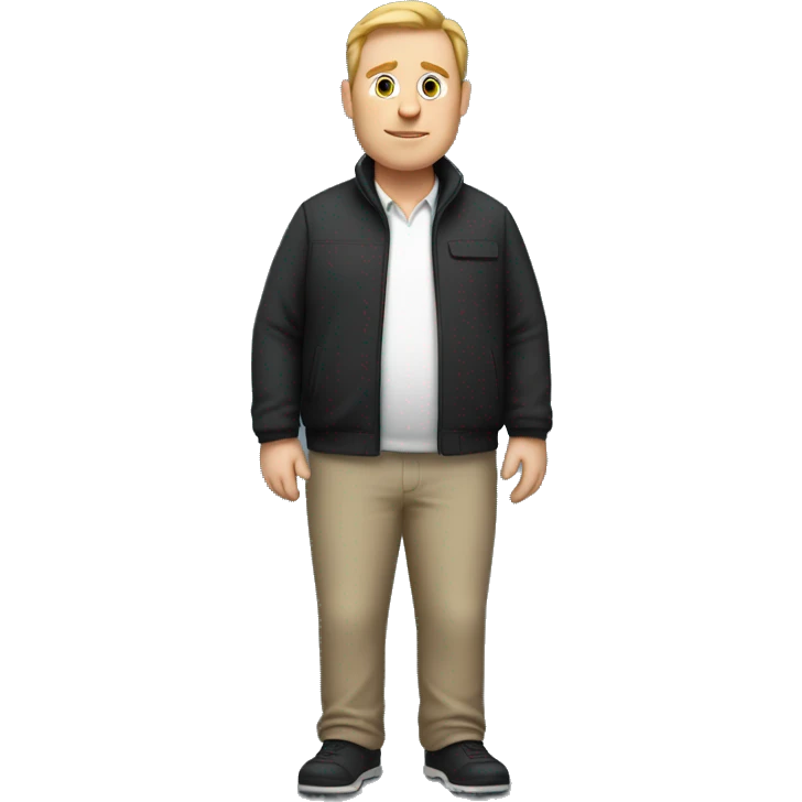 Slightly overweight white man wearing Thrudark clothes from head to toe emoji
