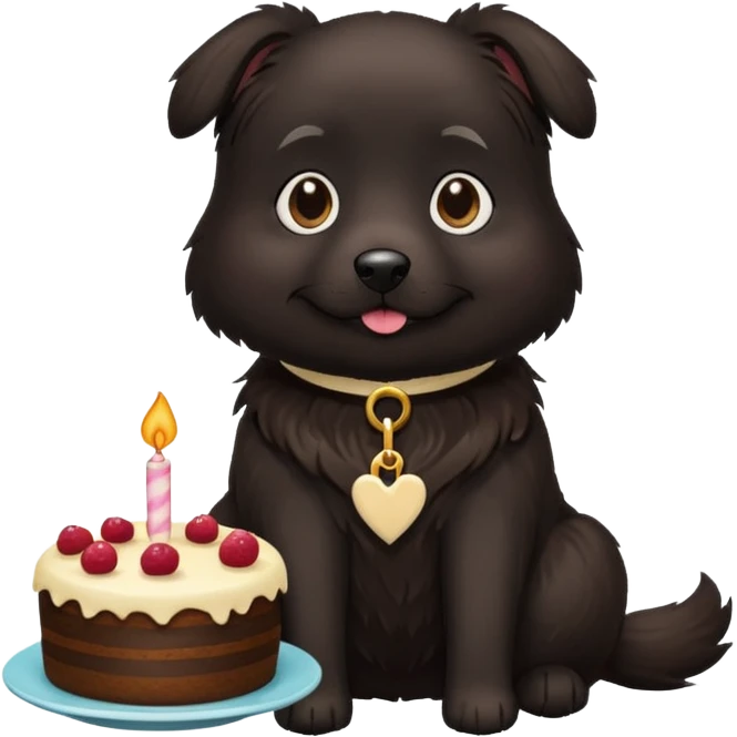 Tea and cake black dog emoji