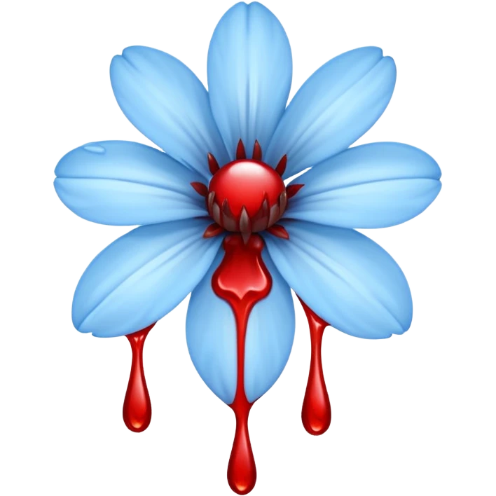 light blue flower bleeding blood emoji