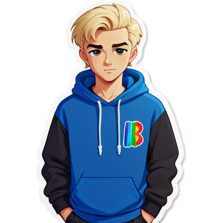Blonde Bi Boy with Pride hoody emoji