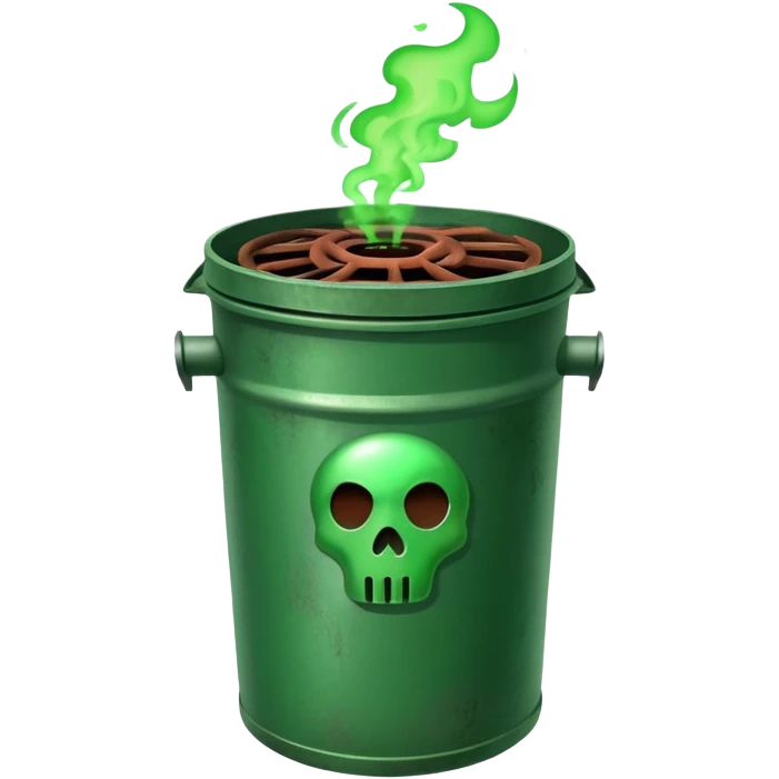 trashcan emitting green gas emoji