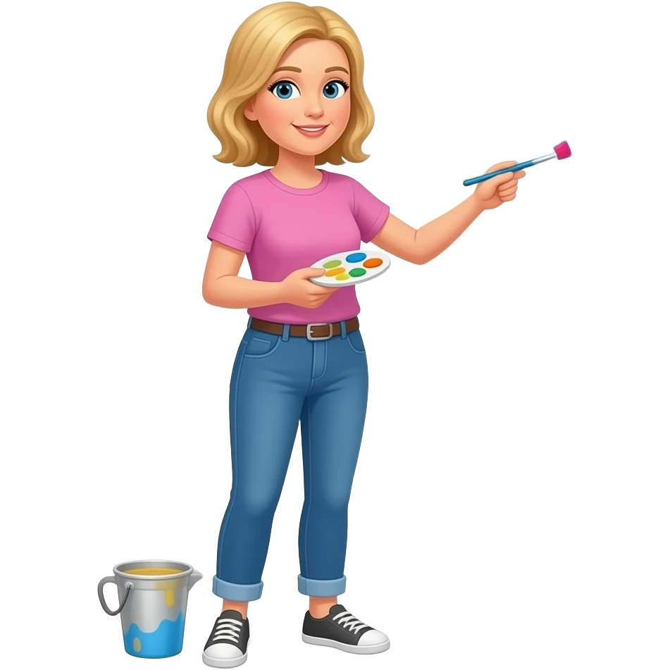 50 year old Medium blonde hair woman painting the exterior of a house emoji
