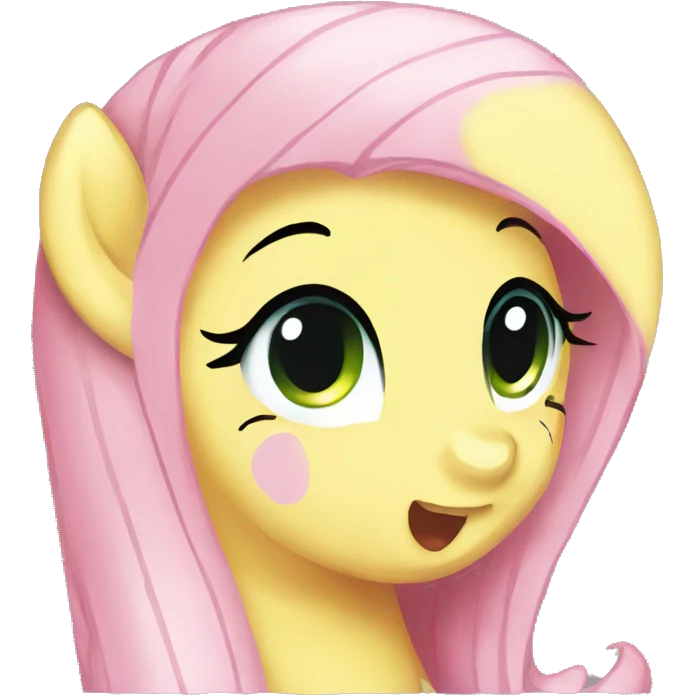 Fluttershy with shy face expression emoji