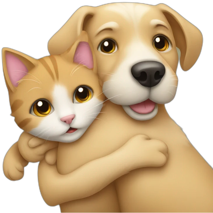 Dog hugging cat emoji