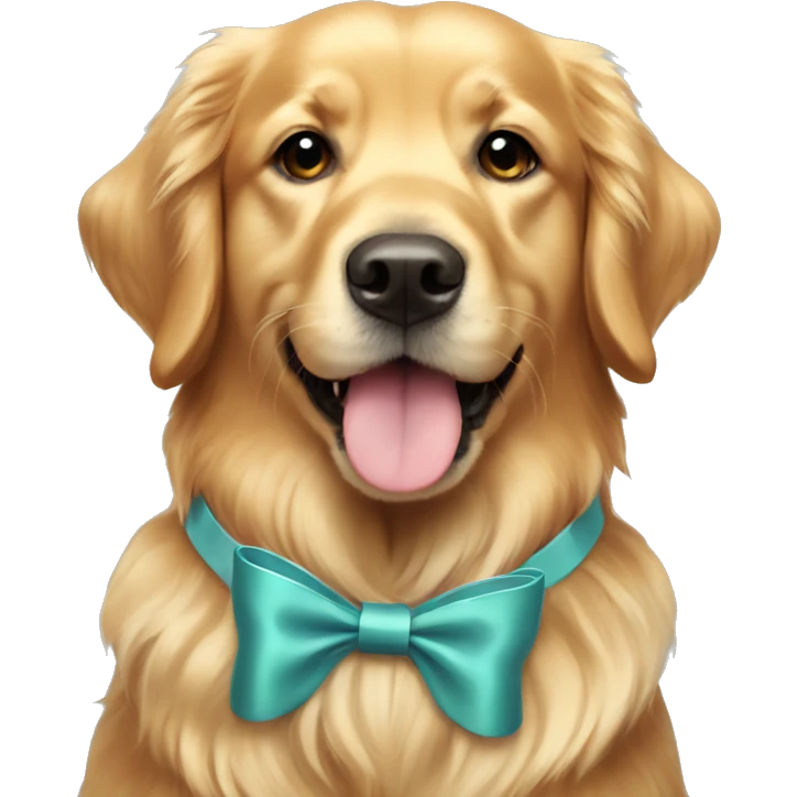 Golden retriever head wearing bows emoji