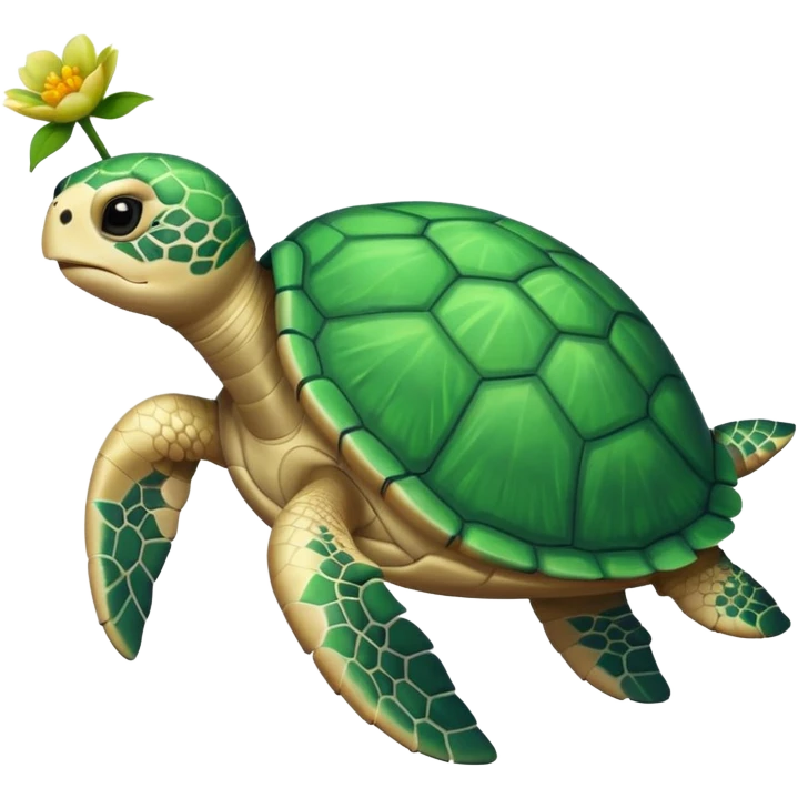 Beige sea turtle + flower emoji