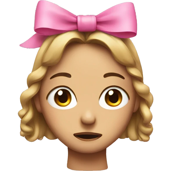 Pleading face with a pink bow emoji