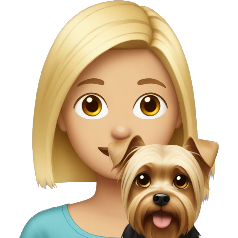 Blonde girl with a yorkshire terrier emoji