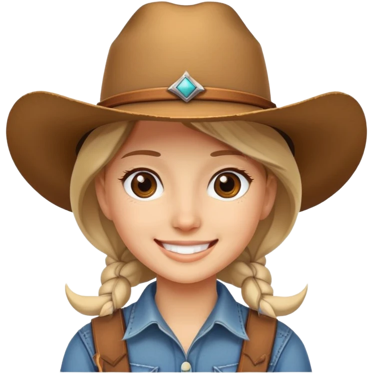 smiling girl in cowboy hat emoji