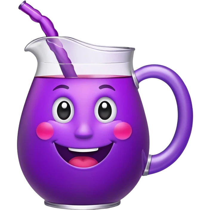 grape koolaid pitcher with smiling face emoji