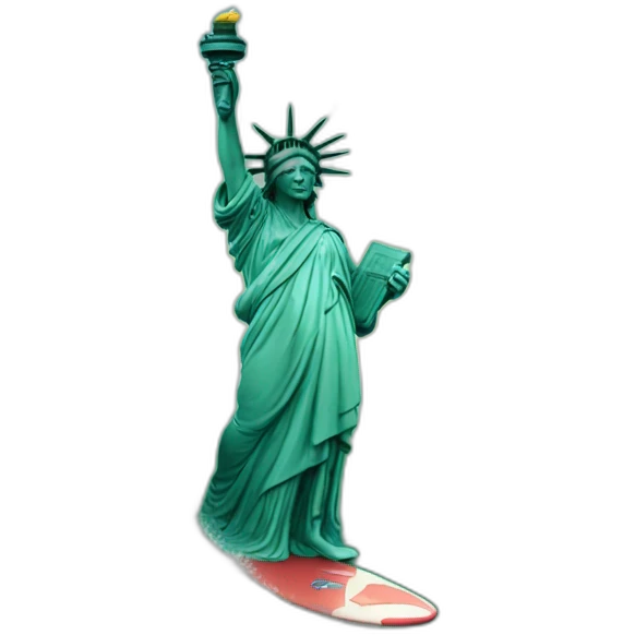statue of liberty surfing on wave emoji