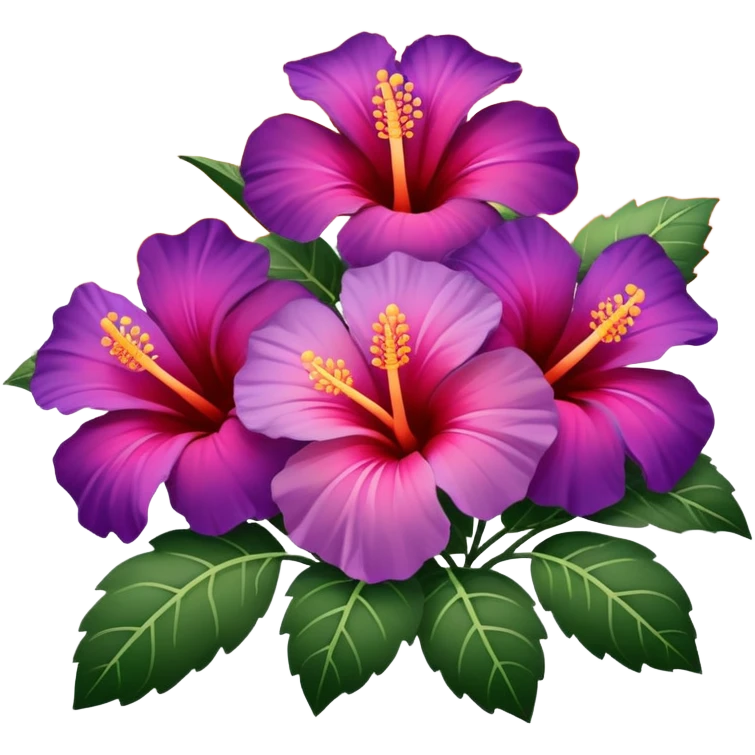 Purple pink and orange gradient hibiscuses sunset sunrise full scenery aesthetic deco emoji