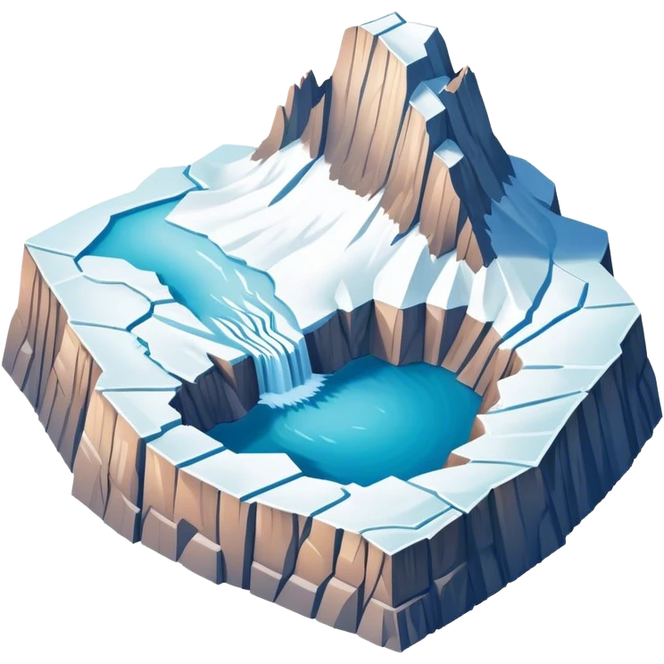 isometric exterior view glacier national park, grinnell glacier emoji