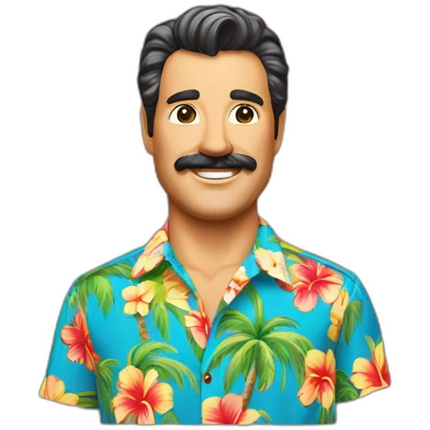 Smiling Magnum PI in Hawaiian shirt emoji