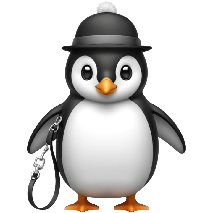 Penguin with leash on emoji