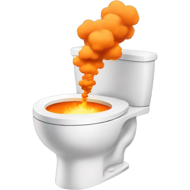 Toilet with an explosion cloud in orange  emoji