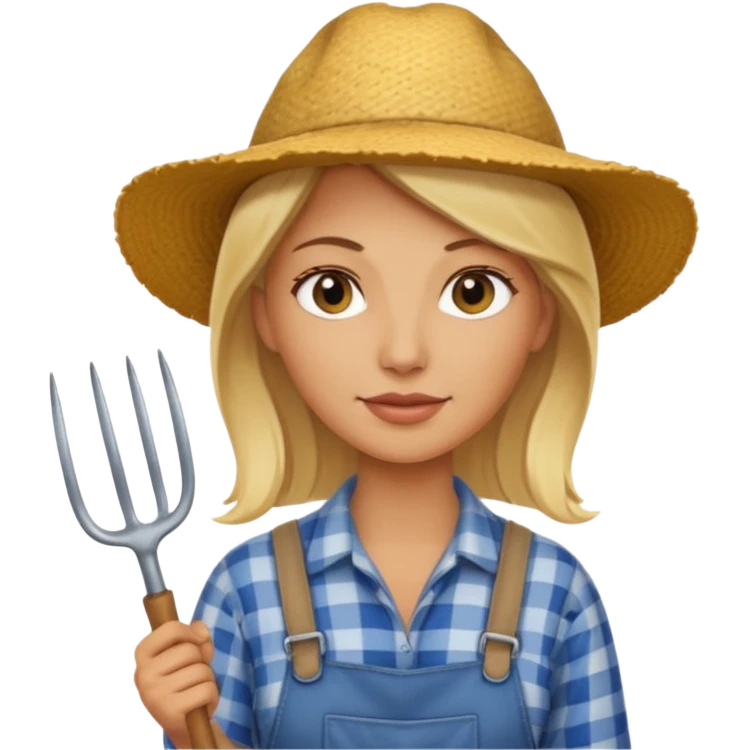 blonde farmer woman with pitchfork emoji