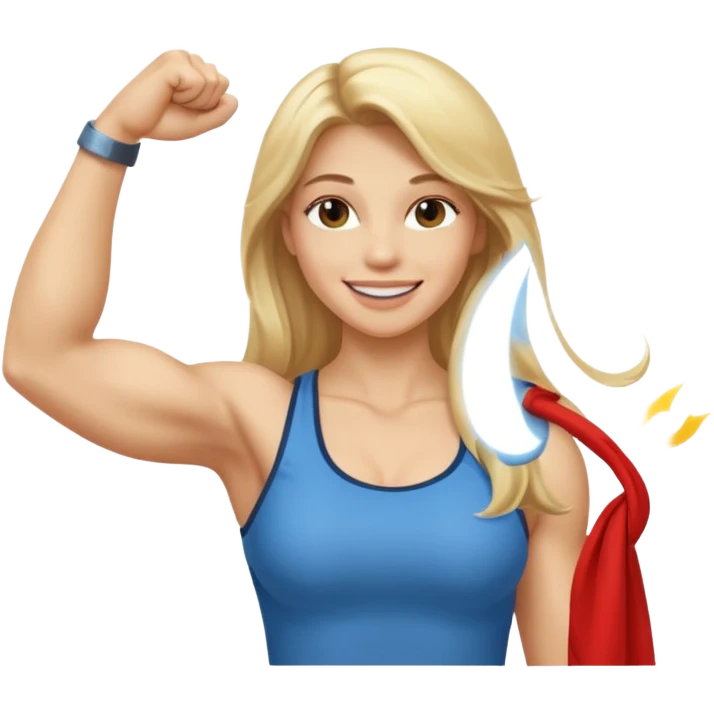 blonde long hair young women show biceps emoji emoji