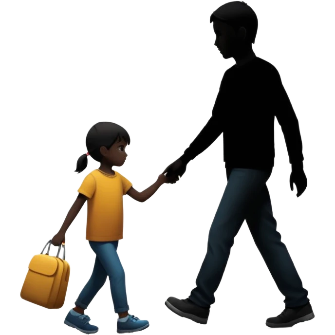 child silhouette walking away from a larger parent silhouette emoji