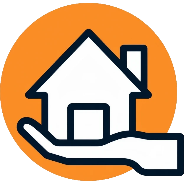 A hand holding a small house, minimalist logo for homelessness support emoji