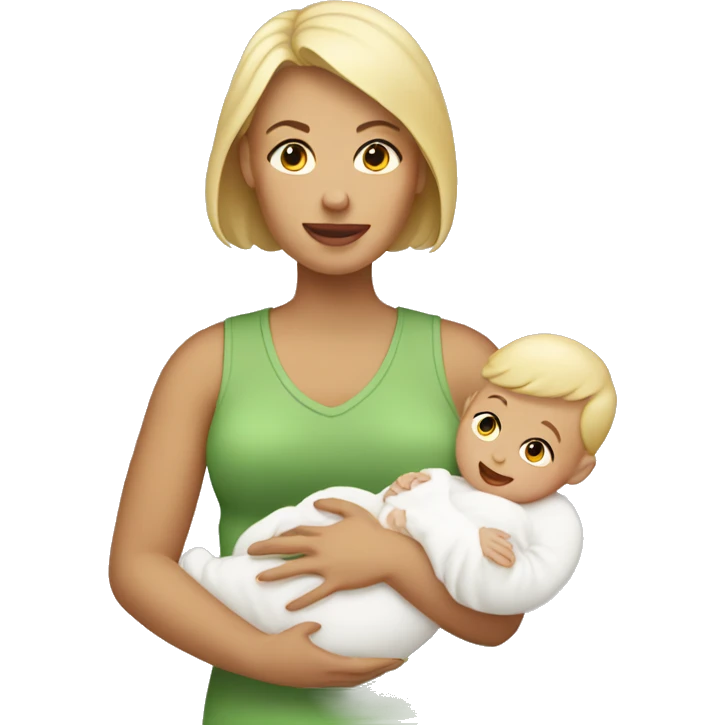 white mom holding little white baby emoji