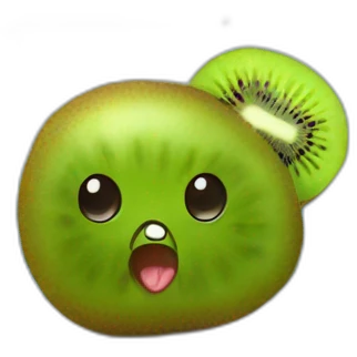 kiwi fruit with face holding up laptop emoji