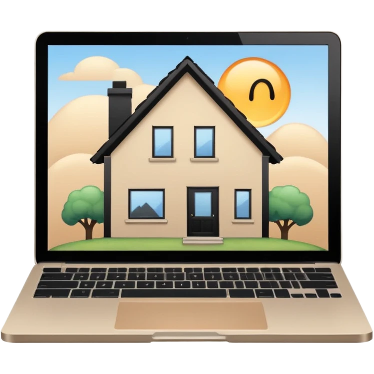 3rd emoji, but I want a blob to be inside thethat house, working in mac laptop, which is seen from window emoji