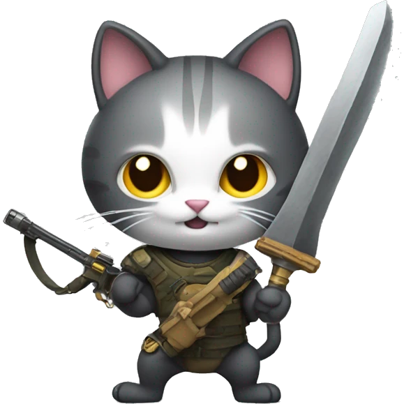 cat with large weapon emoji
