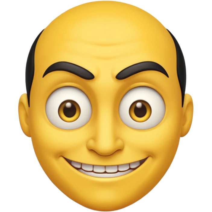 side eyeing evil smiling emoji, mischievous expression, yellow face, arched eyebrow, sly grin, no text emoji
