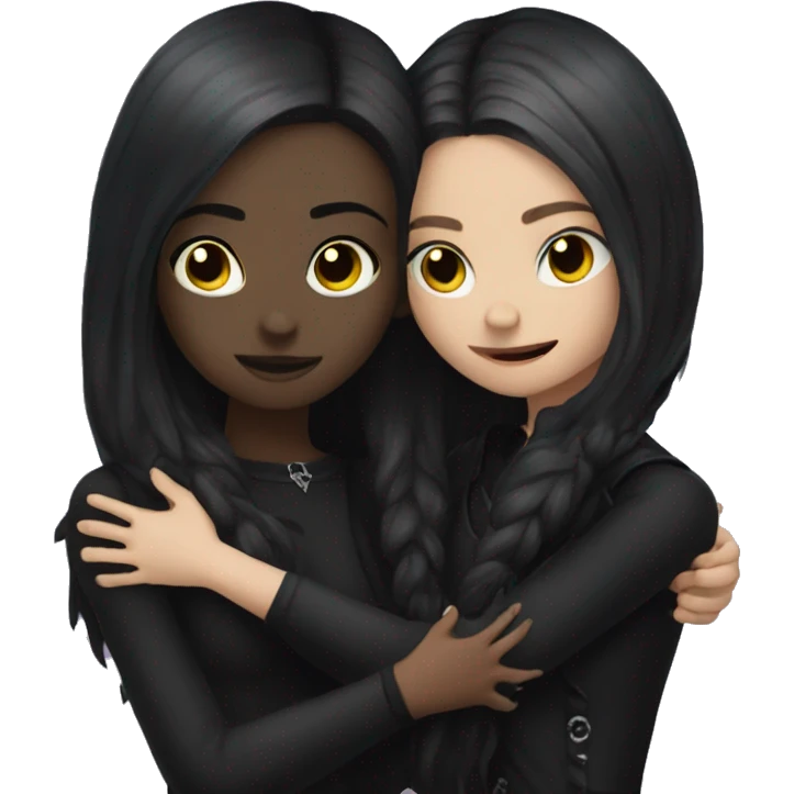 Goth girl hugging each other  emoji