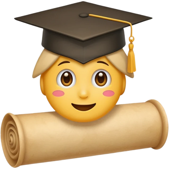 rolled parchment with a graduation cap on top, emoji style emoji