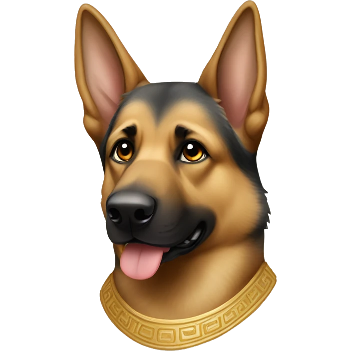 German shepherd dressed as Greek goddess emoji