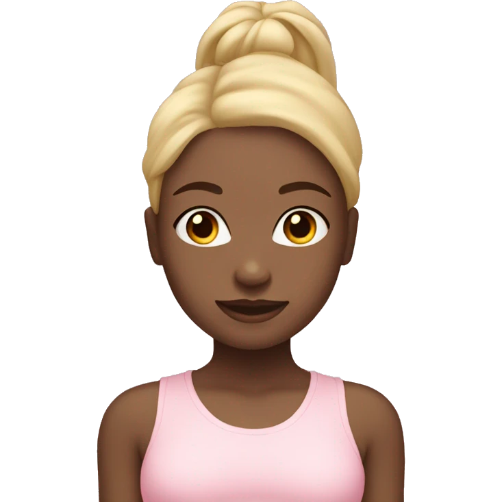 black yoga girl blonde hair light pink clothes n emoji
