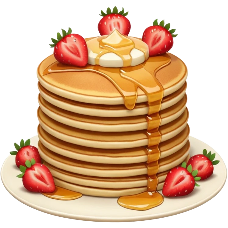 a stack of pancakes with strawberry  emoji