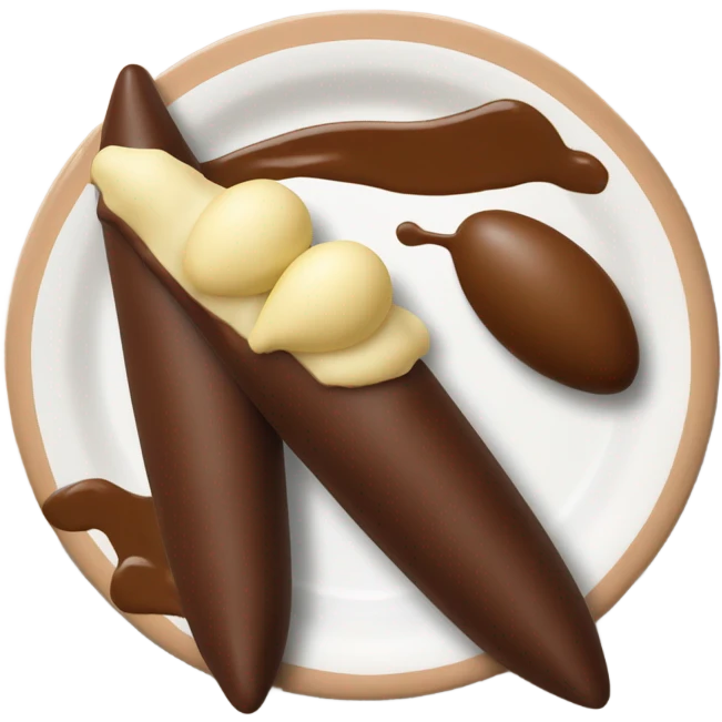 a chocolate quenelle and a larger vanilla quenelle on a plateemoji emoji
