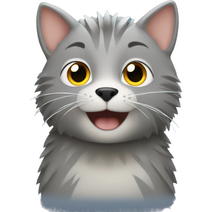 a grey cat and a hedgehog emoji
