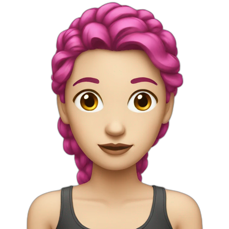 White girl with a magenta hair emoji