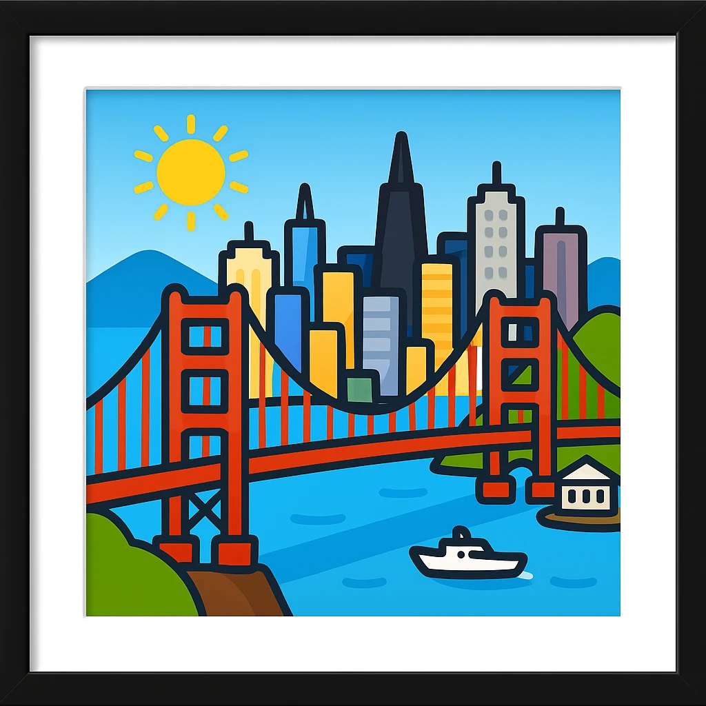 Add Golden Gate Bridge to San Francisco in emoji style emoji